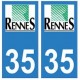 35 Rennes logo sticker plate stickers city