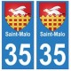 35 Saint-Malo escudo de armas de la etiqueta engomada de la placa de pegatinas de la ciudad