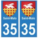 35 Saint-Malo escudo de armas de la etiqueta engomada de la placa de pegatinas de la ciudad