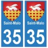 35 Saint-Malo escudo de armas de la etiqueta engomada de la placa de pegatinas de la ciudad