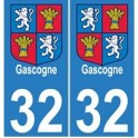 32 Gers Gascogne autocollant plaque