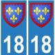 18 Berry autocollant plaque blason armoiries stickers département