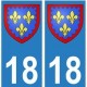 18 Berry autocollant plaque blason armoiries stickers département