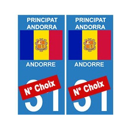 Andorre Andorra principat Europe autocollant plaque numéro au choix