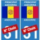 Andorre Andorra principat Europe autocollant plaque numéro au choix