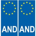 Andorre Andorra principat Europe AND autocollant plaque numéro au choix