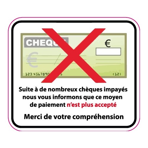 Autocollant chèques refusés sticker adhesif