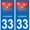 33 Leognan autocollant plaque immatriculation auto ville sticker