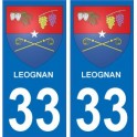 33 Leognan autocollant plaque immatriculation auto ville sticker