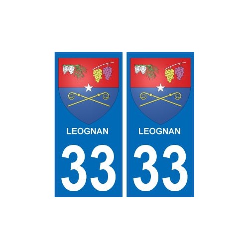 33 Leognan autocollant plaque immatriculation auto ville sticker