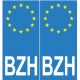 BZH Breizh europa placa etiqueta engomada de la gran Bretaña
