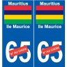 Ile Maurice Mauritius sticker autocollant plaque numéro au choix