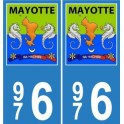 976 Mayotte zeichnung aufkleber platte wappen wappen sticker-abteilung