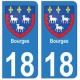 18 Bourges autocollant plaque