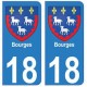 18 Bourges autocollant plaque