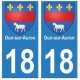 18 Dun-sur-Auron autocollant plaque