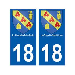 18 Chapelle-Saint-Ursin blason autocollant plaque ville