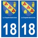 18 Chapelle-Saint-Ursin blason autocollant plaque ville