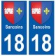 18 Sancoins blason autocollant plaque ville