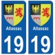 19 Allassac blason autocollant plaque ville