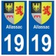 19 Allassac blason autocollant plaque ville