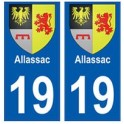 19 Allassac wappen aufkleber platte stadt