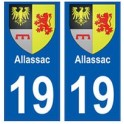 19 Allassac blason autocollant plaque ville