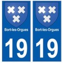 19 Bort-les-orgues blason autocollant plaque ville