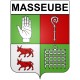 Pegatinas escudo de armas de Masseube adhesivo de la etiqueta engomada
