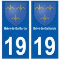 19 Brive la Gaillarde coat of arms sticker plate city