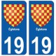 19 Egletons blason autocollant plaque ville