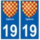 19 Egletons blason autocollant plaque ville