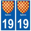 19 Egletons blason autocollant plaque ville