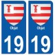 19 Objat blason autocollant plaque ville