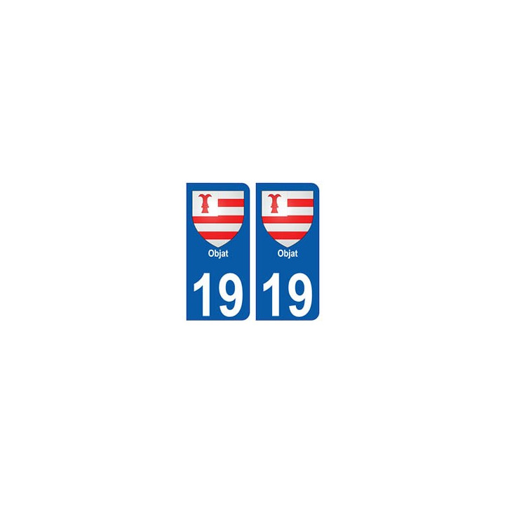 19 Objat blason autocollant plaque ville