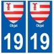 19 Objat blason autocollant plaque ville