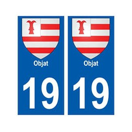 19 Objat blason autocollant plaque ville