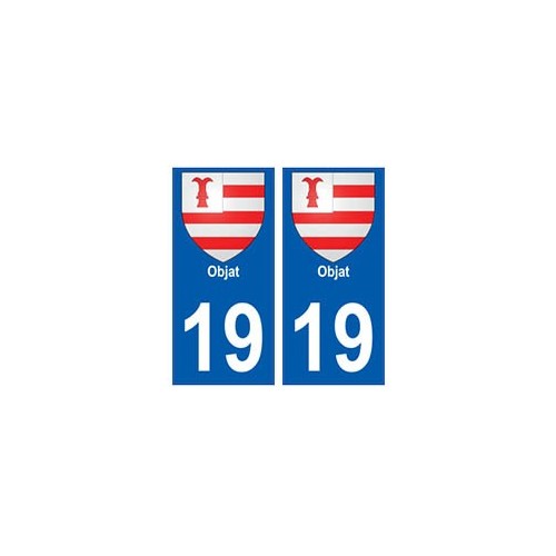 19 Objat blason autocollant plaque ville