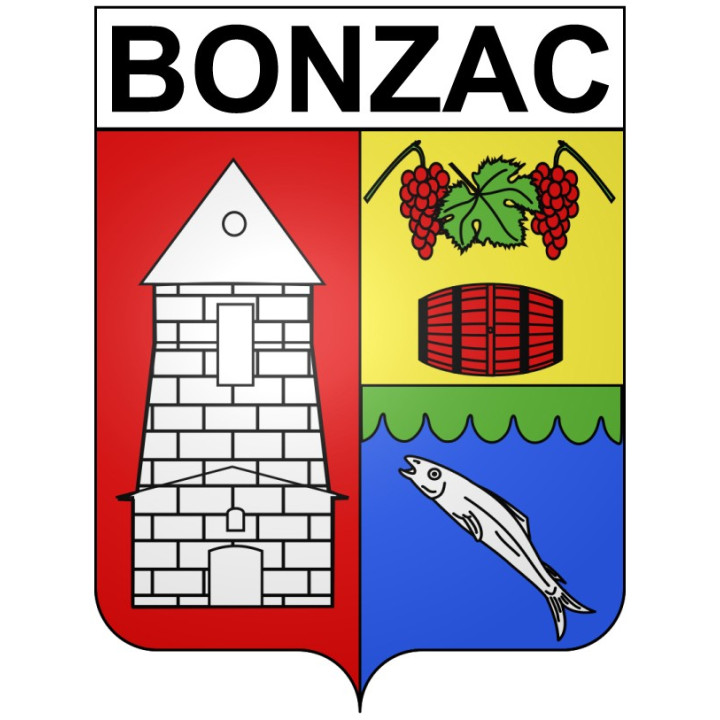 Pegatinas escudo de armas de Bazas adhesivo de la etiqueta engomada