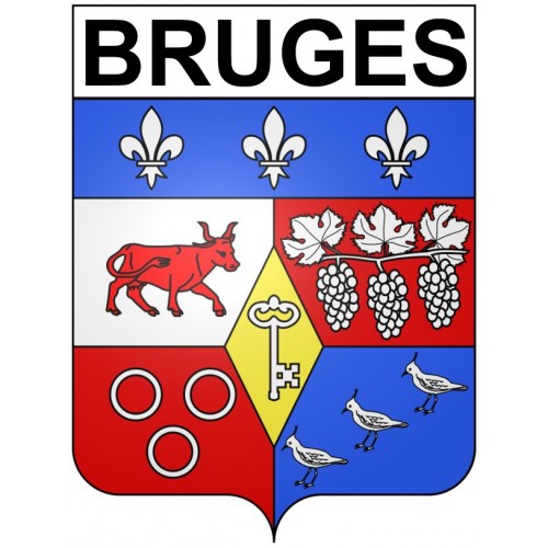 Pegatinas escudo de armas de Bazas adhesivo de la etiqueta engomada