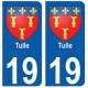 19 Tulle blason autocollant plaque ville