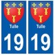 19 Tulle blason autocollant plaque ville