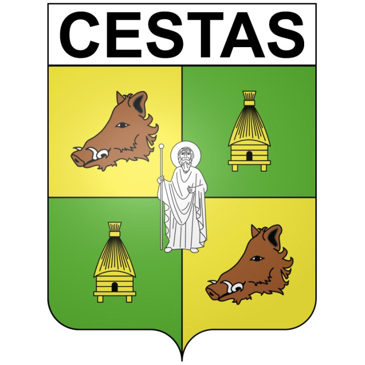 Pegatinas escudo de armas de Bazas adhesivo de la etiqueta engomada