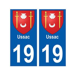 19 Ussac blason autocollant plaque ville