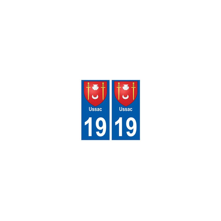 19 Ussac blason autocollant plaque ville