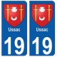 19 Ussac blason autocollant plaque ville