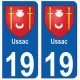 19 Ussac blason autocollant plaque ville