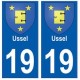 19 Ussel blason autocollant plaque ville