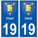 19 Ussel blason autocollant plaque ville