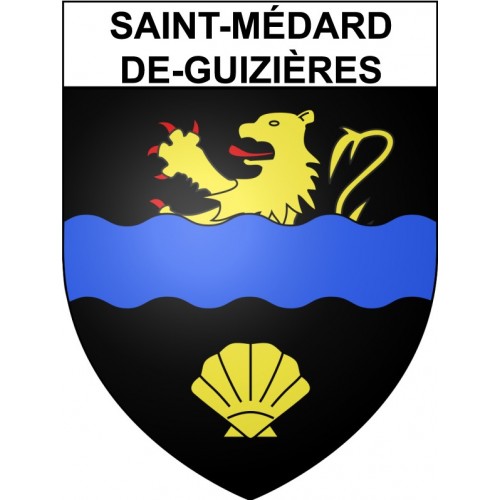 Pegatinas escudo de armas de Saint-Médard-de-Guizières adhesivo de la etiqueta engomada